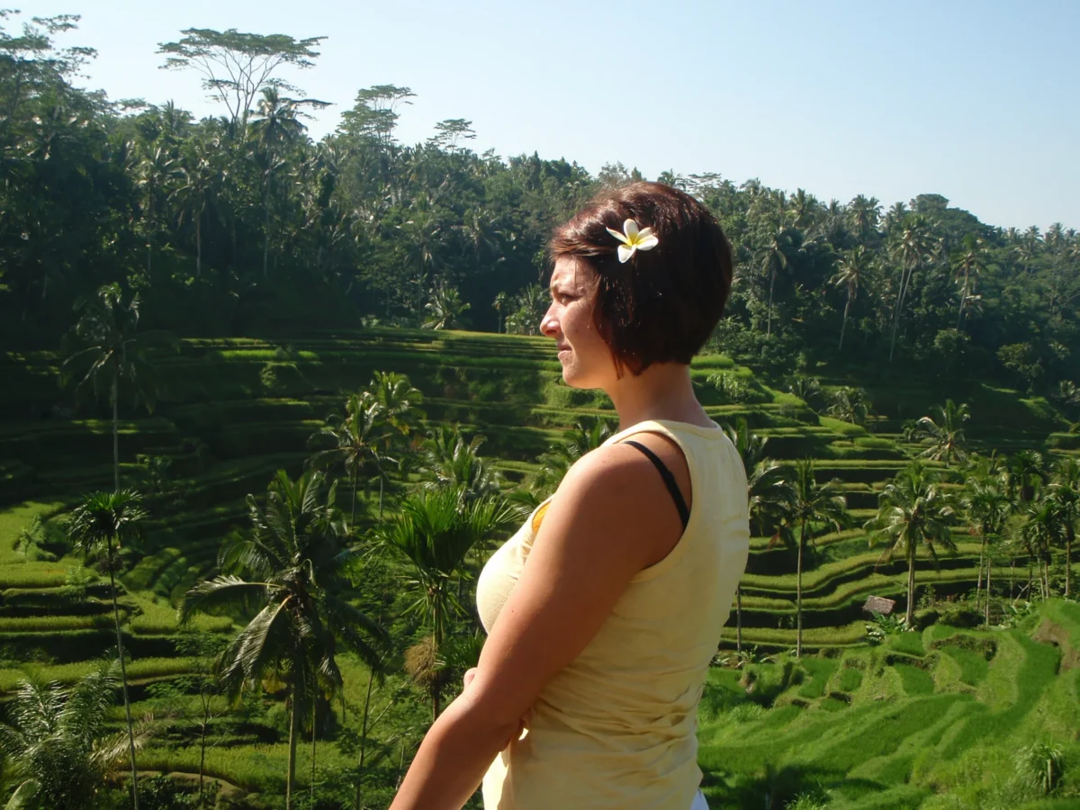 Erika pri ryžových terasách – Ubud, Bali