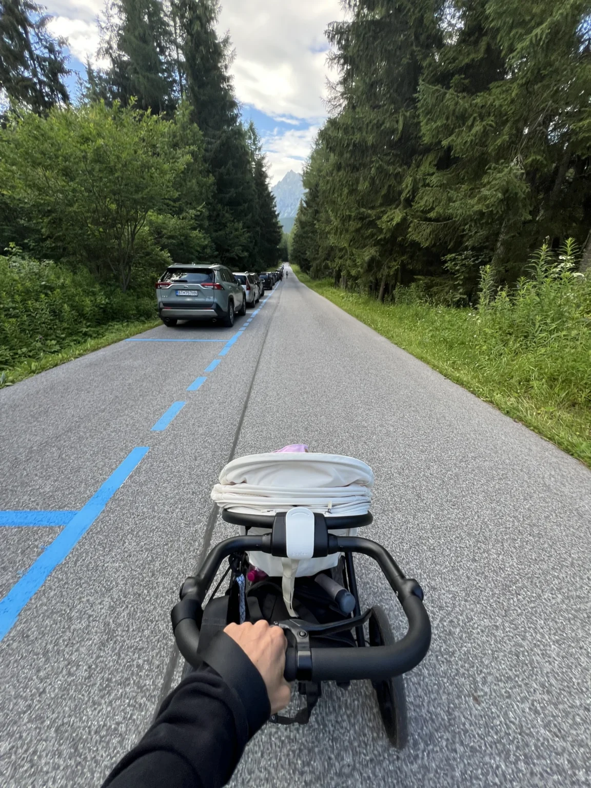 Cesta so kočíkom pri Popradskom plese